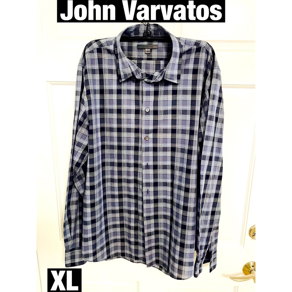 John Varvatos, Plaid Button Down Shirt Sz XL
